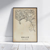 Galle Retro Map Art Print by Cha, The Wanderer Maps™, limited edition black and white map of Sri Lanka