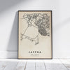 Jaffna Vintage Map Art Print by Cha, The Wanderer Maps™, limited edition bnw lines only