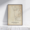 Koggala Vintage Map Art Print by Cha, The Wanderer Maps™, limited edition bnw lines only