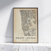 Mount Lavinia Retro Map Art Print by Cha, The Wanderer Maps™, limited edition vintage black and white line art map of Sri Lanka