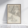 Oakland Retro Map Art Print by Cha, The Wanderer Maps™, limited edition black and white