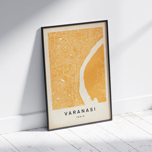 Vintage Varanasi Map by Cha, color version, limited edition