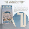 Macro circle view of the Athens poster, displaying Alecse’s signature half-tone render effect, adding to its vintage style