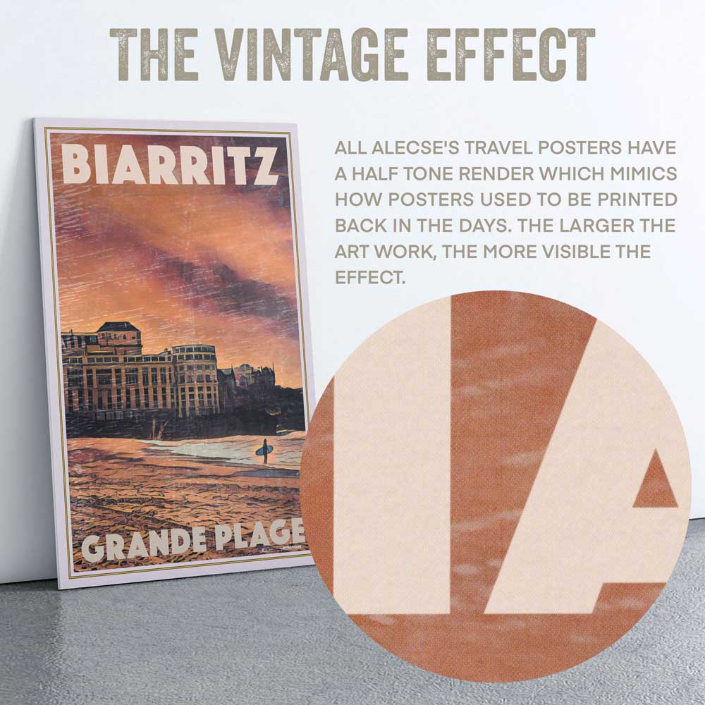 Closeup of the halftone effect in the Biarritz poster by Alecse