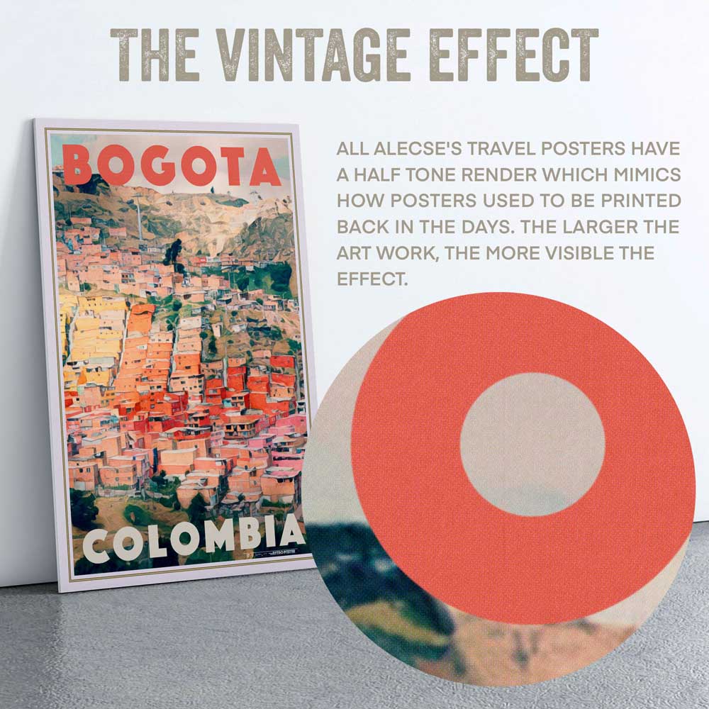 Close-up of the halftone in the Bogota Travel Poster "Colors" by Alecse
