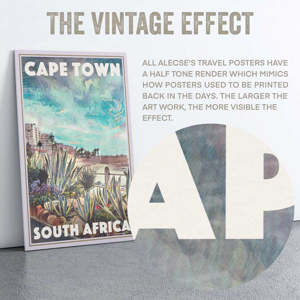 Macro Detail of Alecse's Half-Tone Render on Cape Town Sunset Poster