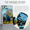 Macro circle view of the Capri poster, highlighting Alecse’s half-tone render effect for a vintage texture