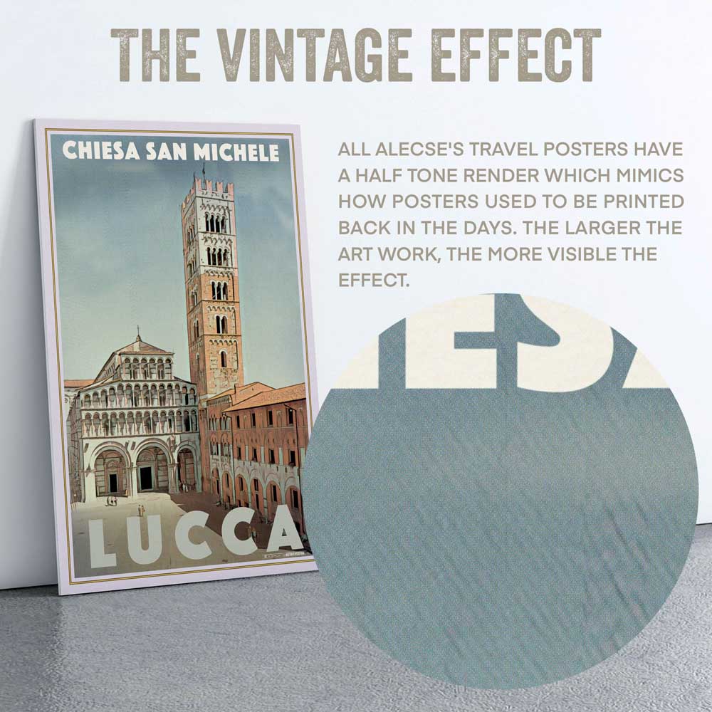 Close-up of the halftone effect in the Lucca poster by Alecse