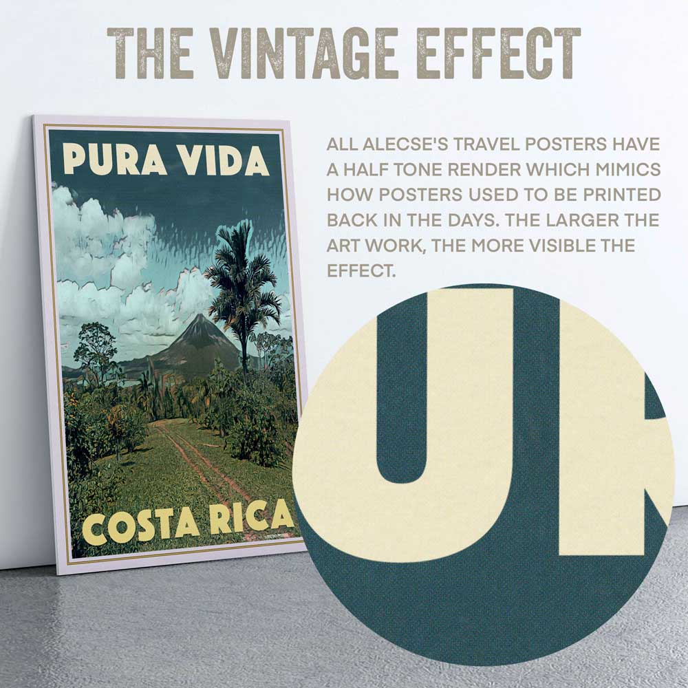 Detail of Alecse's Half-Tone Vintage Effect on Tropical Costa Rica Poster
