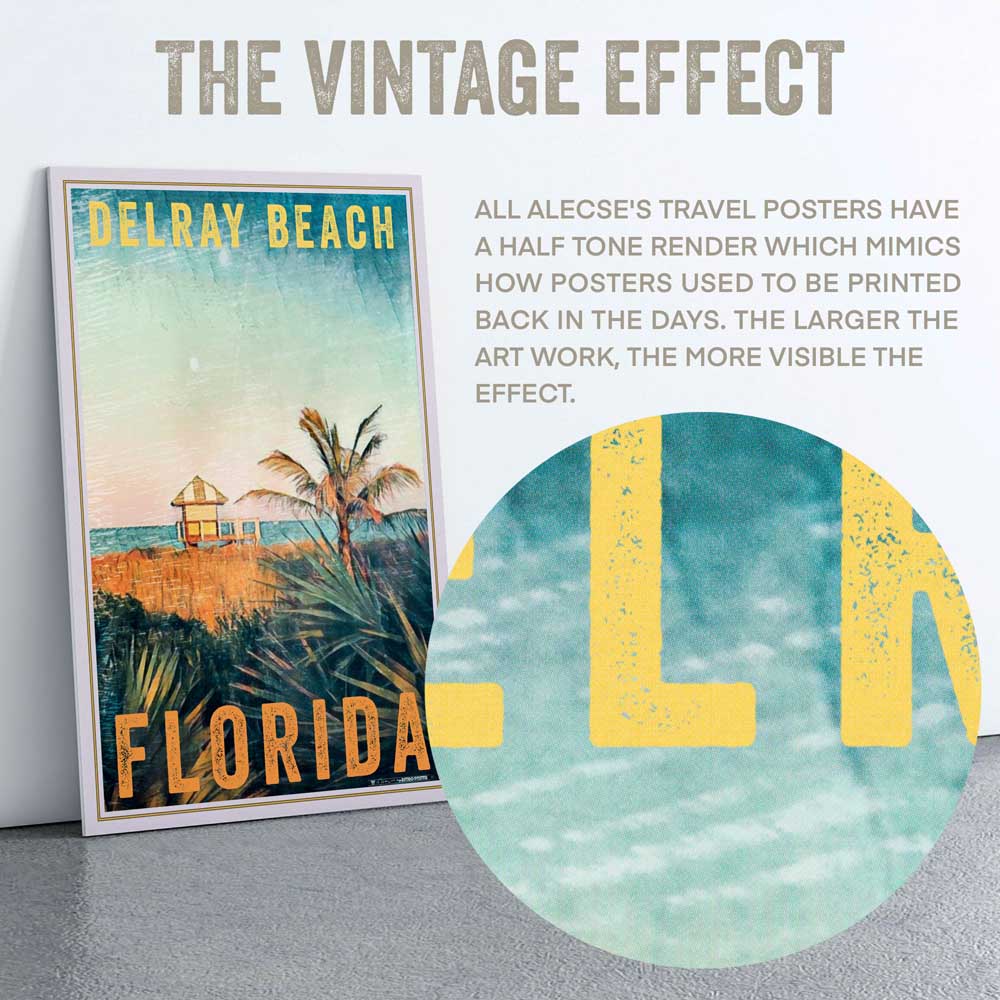 Artisan Detail of Delray Beach Poster - Vintage Florida Half-Tone Effect by Alecse