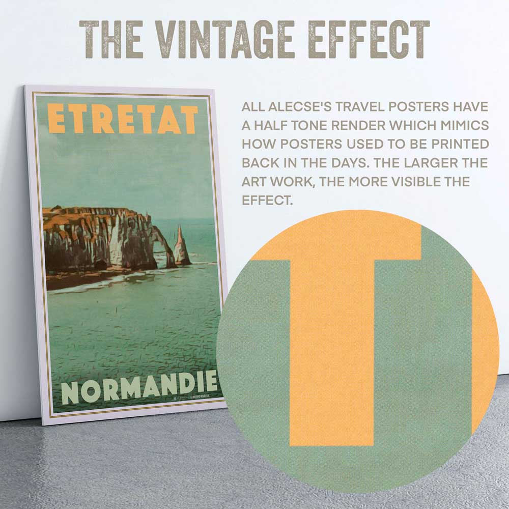 Macro Detail of 'Cliffs' Etretat Poster Showing Half-Tone Effect