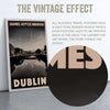 Macro view of the top of the Dublin Travel Poster, highlighting the signature half-tone render and vintage effect