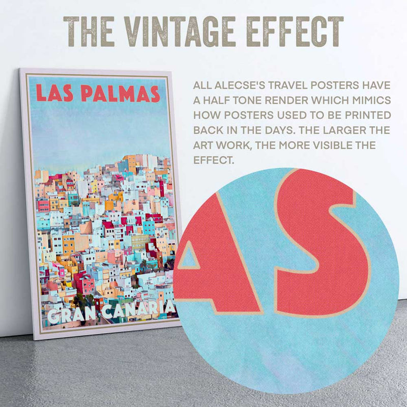 Closeup of the halftone effect in the Las Palmas poster by Alecse