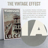 Zoomed-in macro of the Viareggio Lucca poster showing Alecse’s halftone effect and vintage rendering style