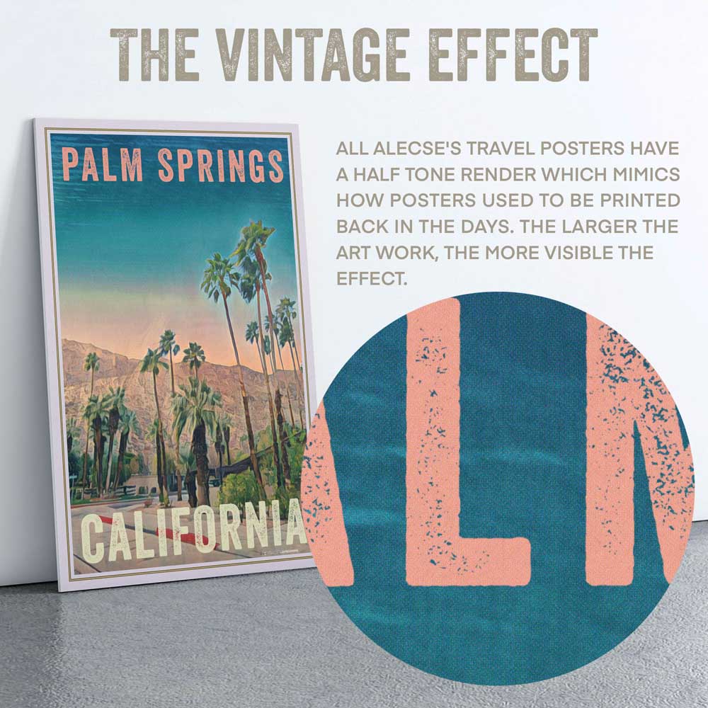 Closeup of the halftone effect in the Palm Springs poster 