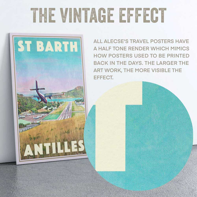 Closeup of the St barth poster showcasing Alecse's halftone render