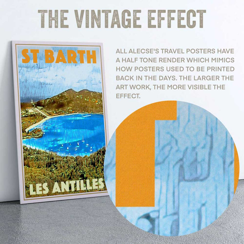 Closeup of the halftone render in Alecse's St Barth poster