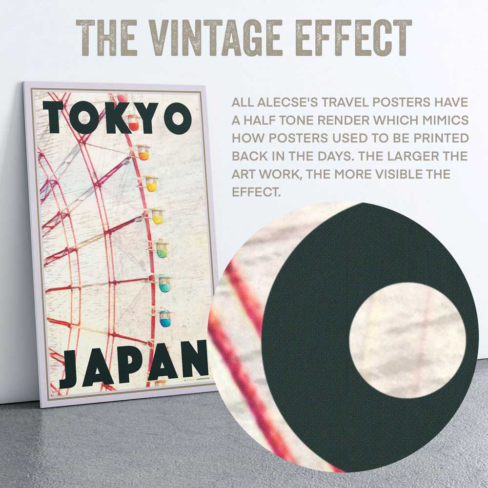 Closeup of the halftone effect in Alecse's Tokyo poster Funfair B