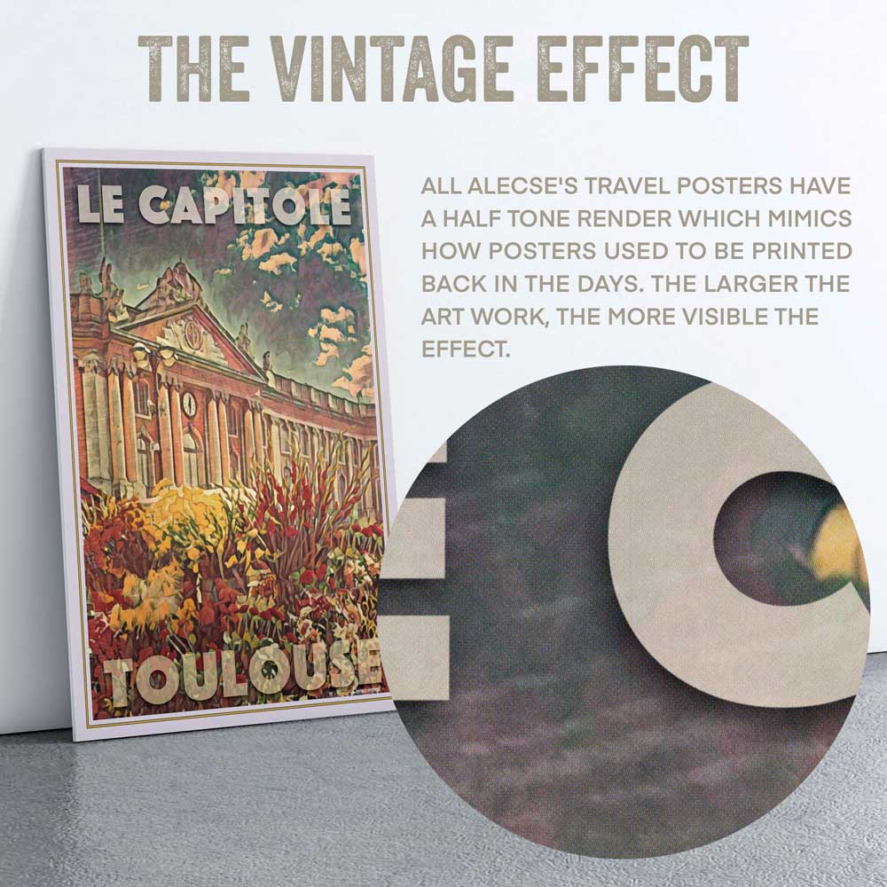 Closeup of the halftone effect in Toulouse poster "Capitol"