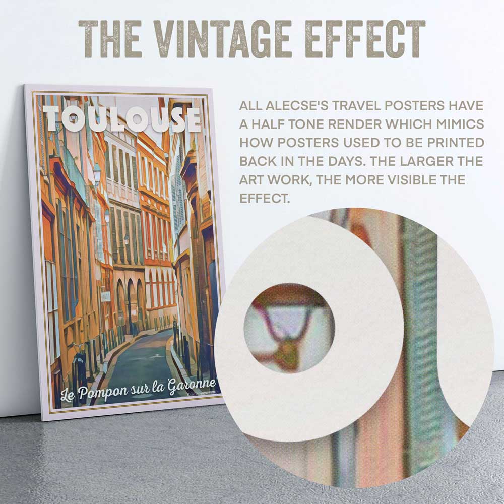 Closeup of the halftone effect in Alecse's poster of Toulouse "Le Pompon"