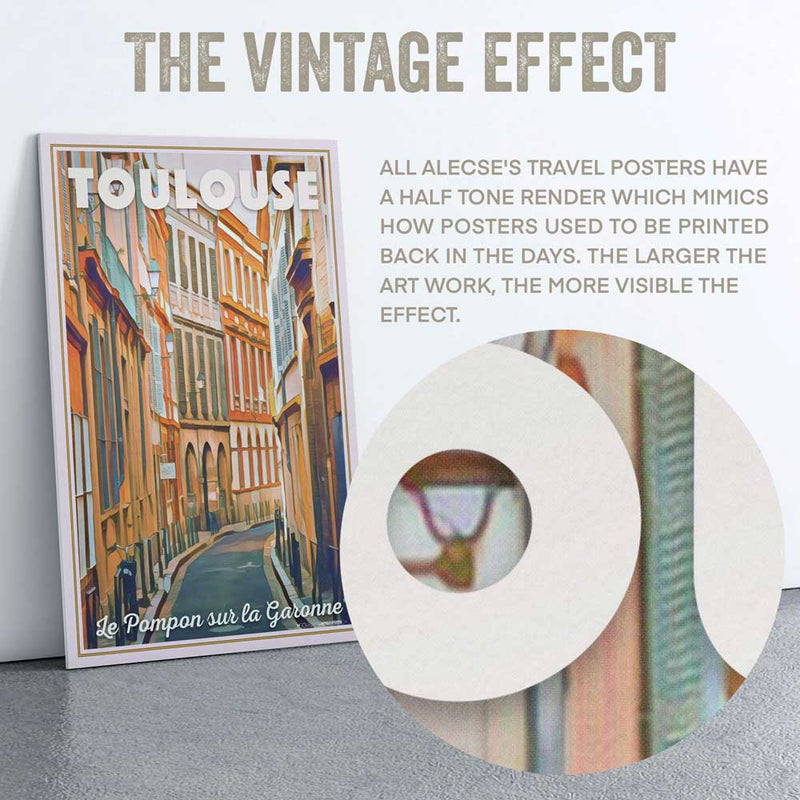 Closeup of the halftone effect in Alecse's poster of Toulouse "Le Pompon"