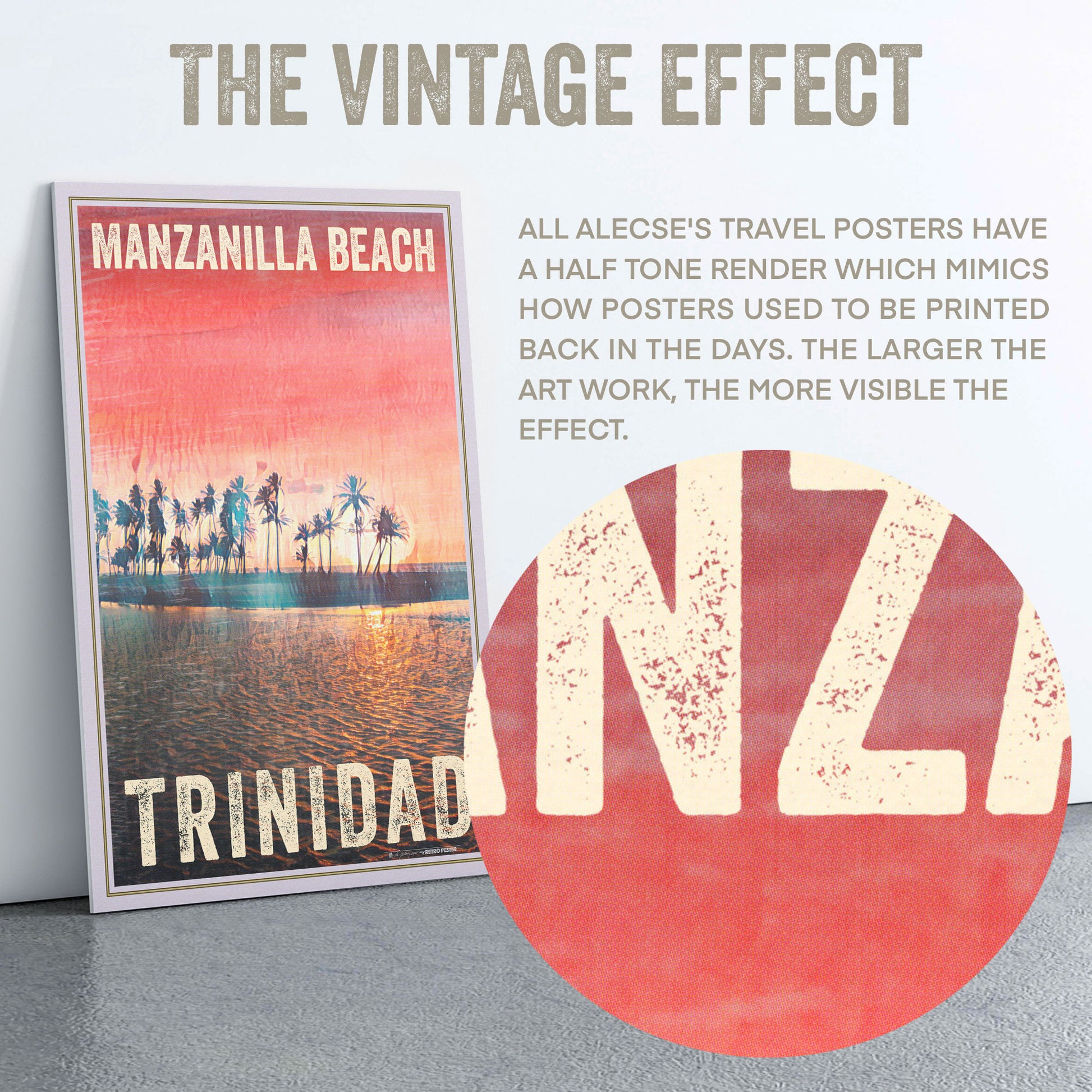 Close-Up of Manzanilla Beach Poster Texture - Vintage Style Art by Alecse