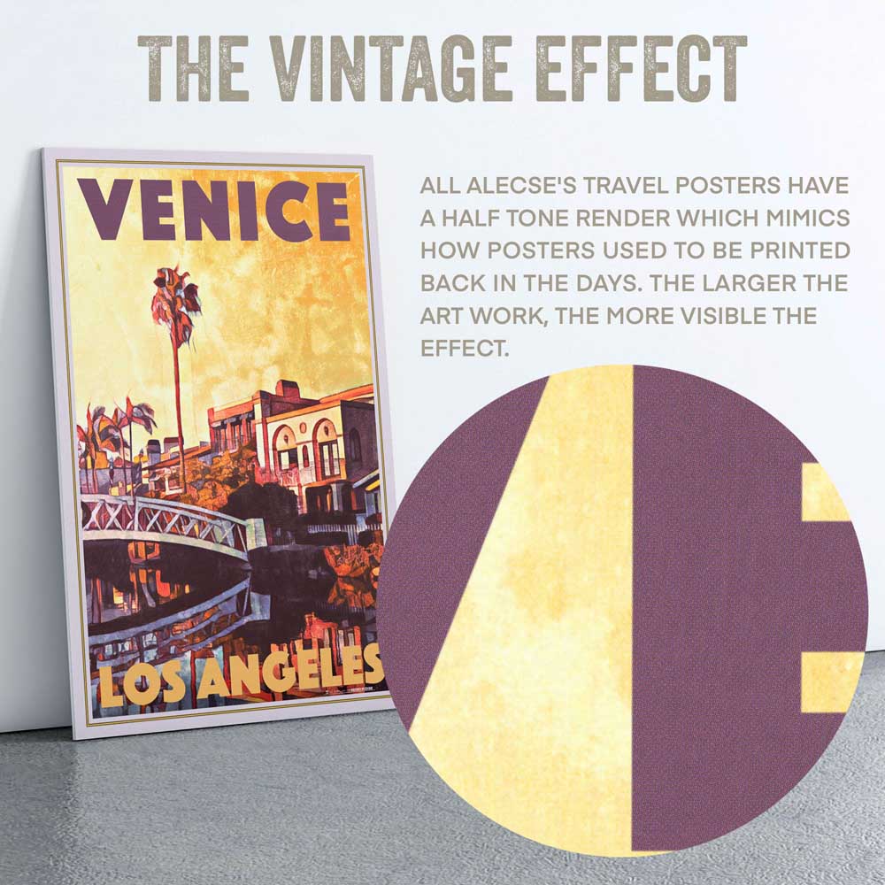 Detail of Alecse's Half-Tone Render Technique on Venice Travel Poster