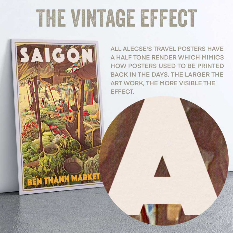 Close-up of Alecse's Half-Tone Vintage Effect on Saigon Travel Poster