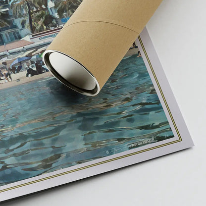 Sitges Chiringuito landscape poster rolled and shipped in eco-friendly reinforced tube