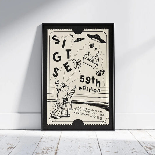 Unofficial Sitges Fantastic Film Festival 2026 poster by Cha in a 1960s mid century modern illustration style