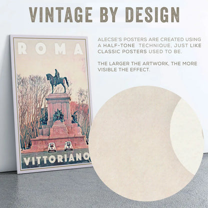 Rome Vittoriano poster illustrating Alecse’s signature vintage-inspired halftone printing technique with enlarged texture detail.