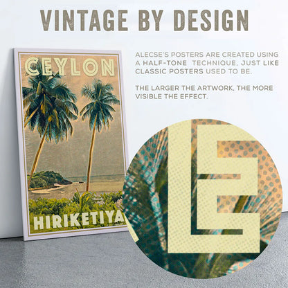 Zoom on the halftone effect on the title of the Hiriketiya left poster 