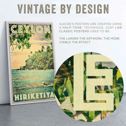 Close-up of the halftone patern and signature style of Alecse travel posters