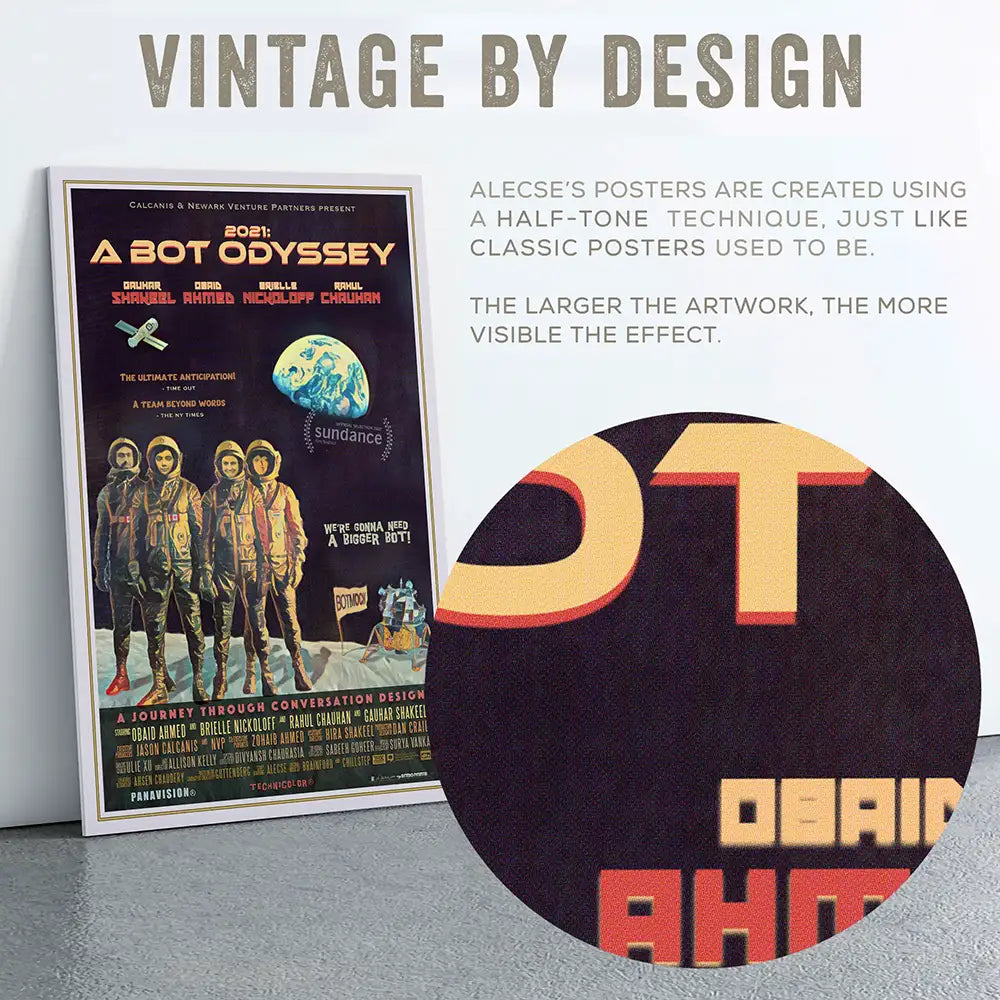 Close-up on the vintage efefct and halftone render in a Custom Movie poster commission by Alecse