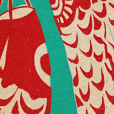 Red and turquoise Japanese koi carp artwork from the Vintage Exotics collection by Cha