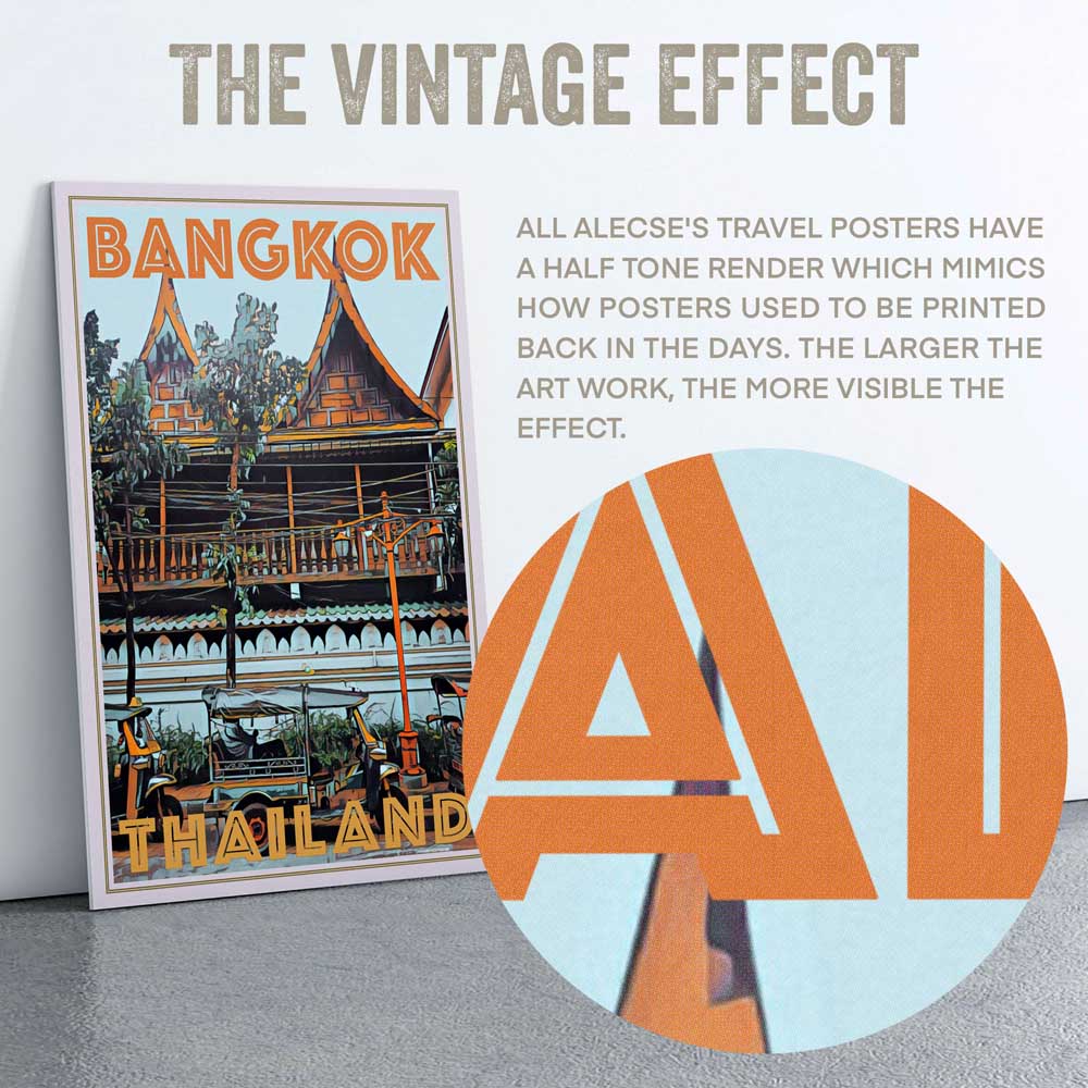 Detailed Half-Tone Texture in Bangkok Tuktuk Poster by Alecse