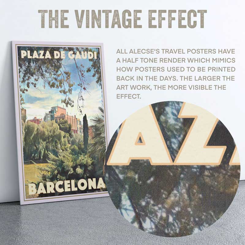Close-up of the half-tone effect in the Barcelona poster by Alecse