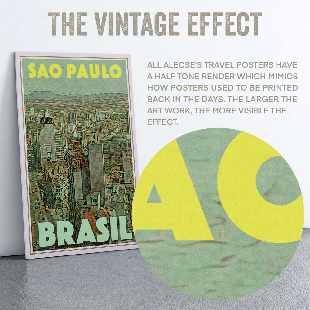 Detailed Sao Paulo Poster showcasing Alecse's signature half-tone style