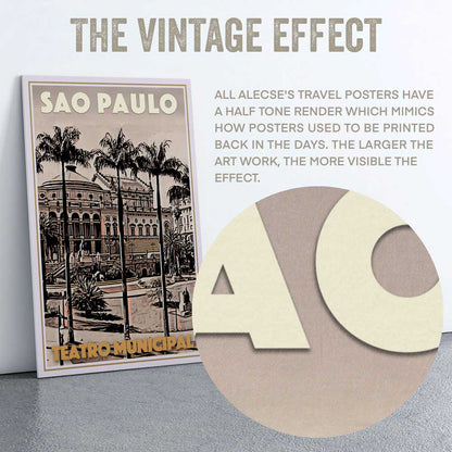 Macro of São Paulo Brazil Poster with Alecse's signature half-tone style