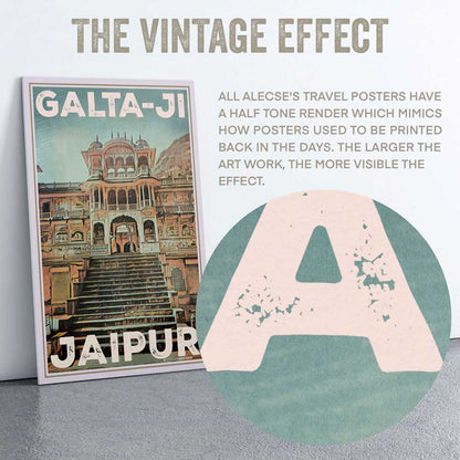 A macro shot of Alecse's travel poster, focusing on the half-tone detail that typifies the poster’s unique texture