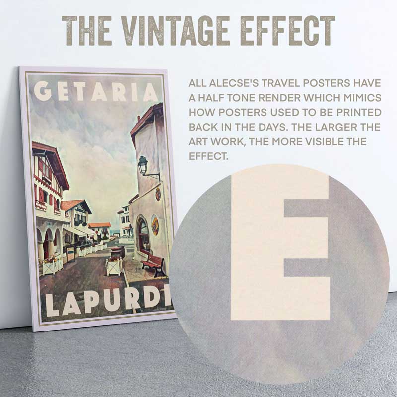 Close-up of the half-tone texture in the Guethary poster by Alecse