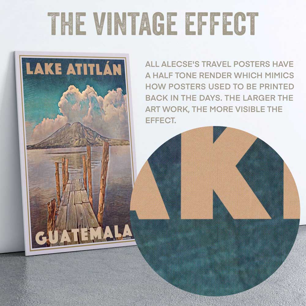 Macro Shot of Halftone Texture – A close-up of the poster’s vintage halftone texture, revealing the retro style and artistic detail typical of Alecse’s posters.