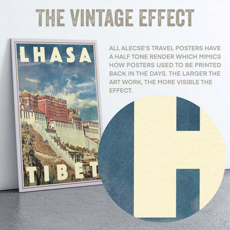 Close-up of the half-tone effect in the Lhasa poster of Tibet