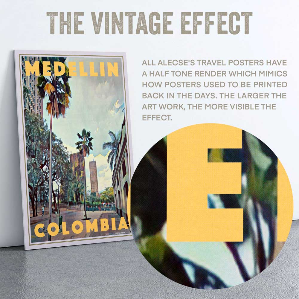 Vibrant Street View Medellin Art Poster