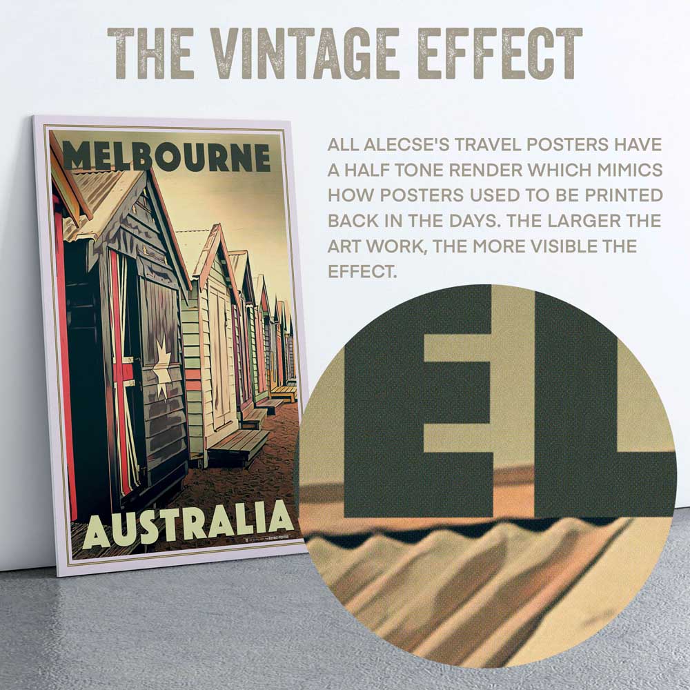 Melbourne Brighton Beach Art - Close-Up of Half-Tone Render by Alecse