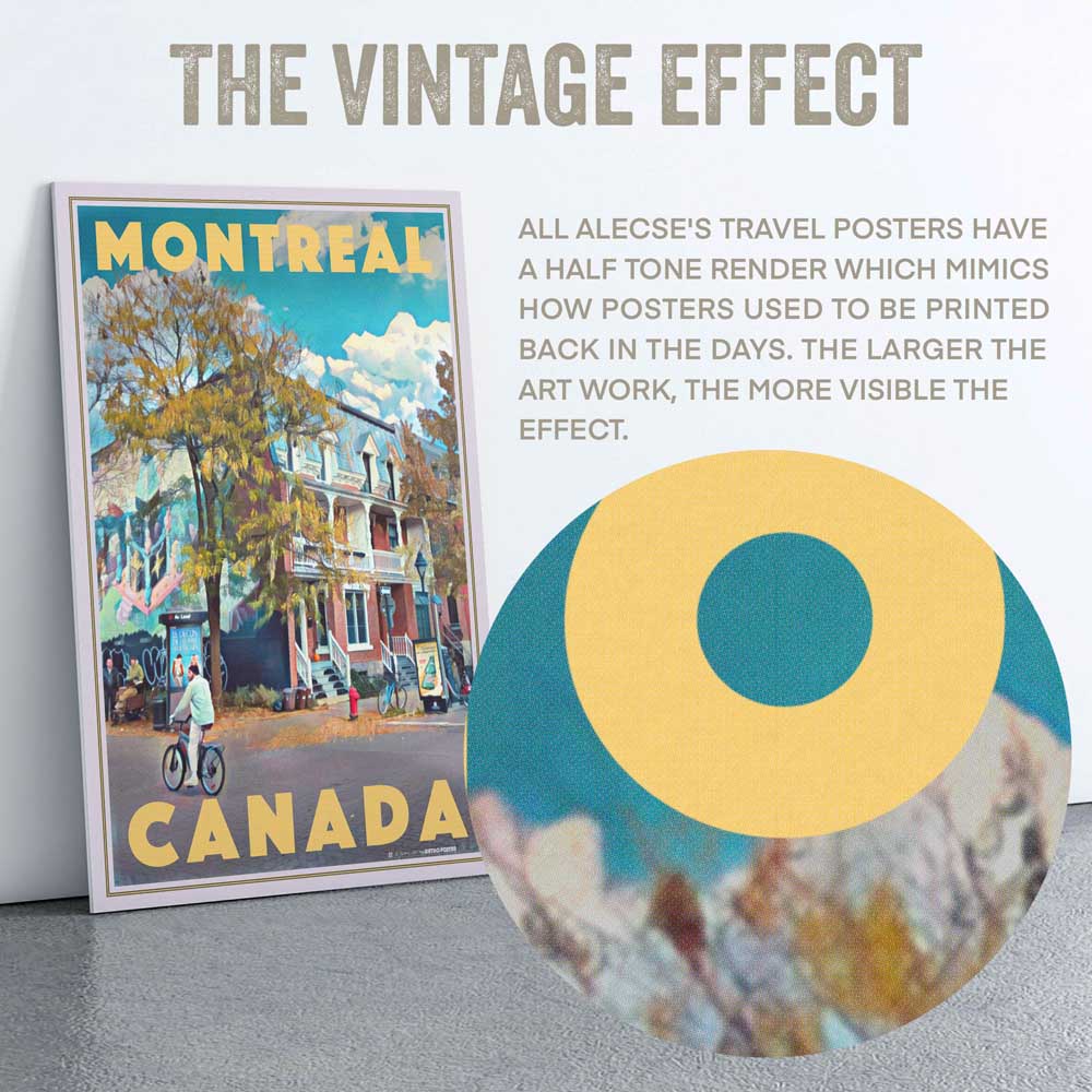 Alecse's signature style in Montreal Life Poster half-tone detail.