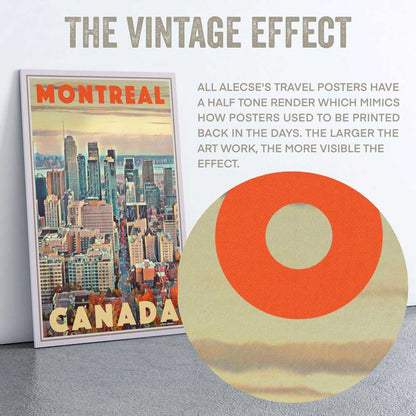 Close-up of Alecse's Montreal Poster revealing the distinctive half-tone style