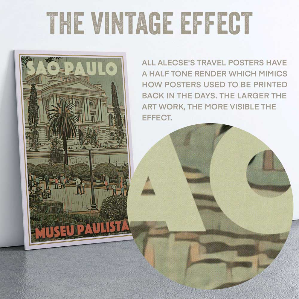 Detail of Museu Paulista Sao Paulo Poster featuring Alecse’s half-tone artistry, exclusive to the series