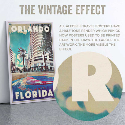 Close-up of the half-tone texture in Alecse's Orlando poster, a testament to the intricate detail and quality of this limited edition piece