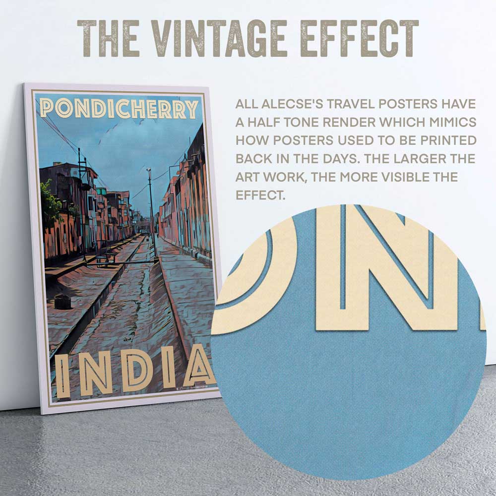 Alecse's Pondicherry artwork showcasing signature half-tone style